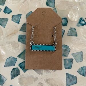 Turquoise Silver Bar Necklace